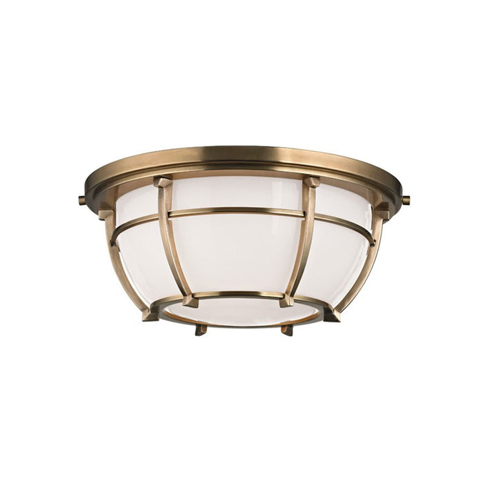 Conrad Flush Mount Ceiling Light in 2-Light/Aged Brass.