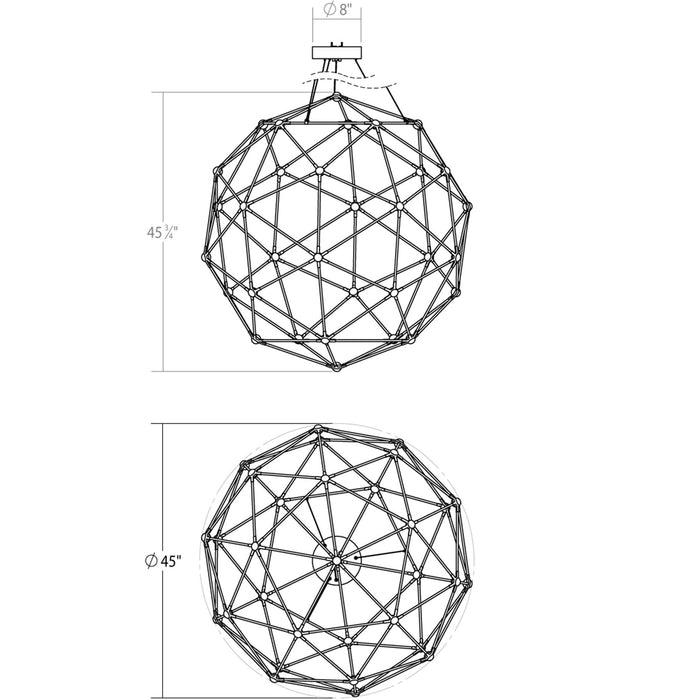 Constellation® Hedron LED Pendant Light - line drawing.