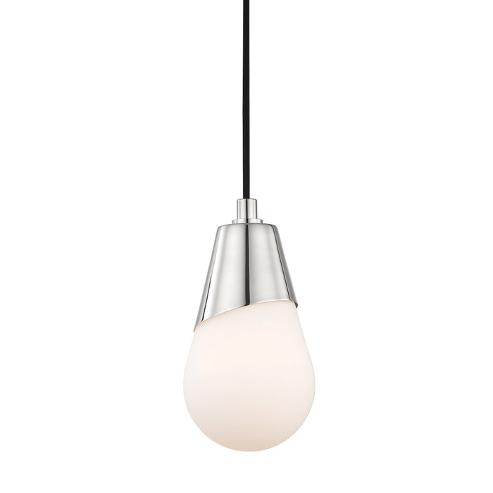 Cora Pendant Light in Polished Nickel.