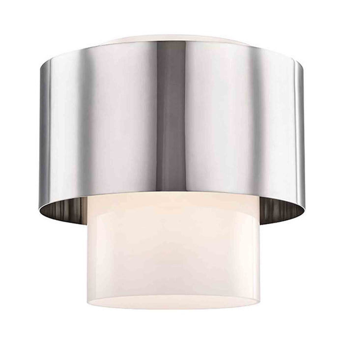 Corinth Flush Mount Ceiling Light in Polished Nickel.