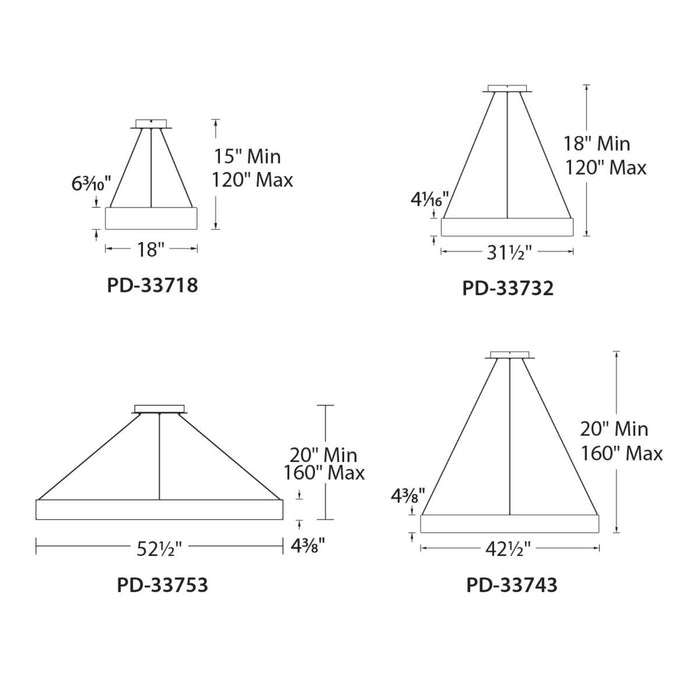 Corso LED Pendant Light - line drawing.