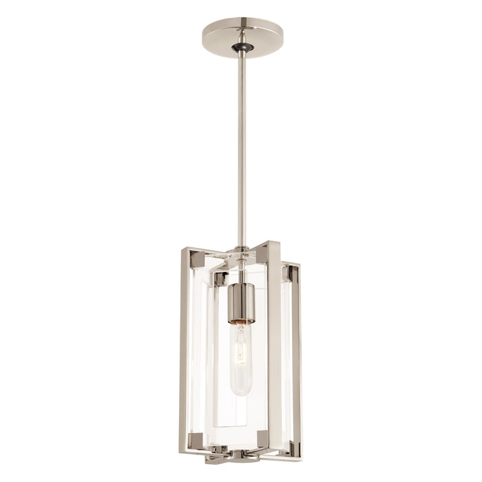 Crystal Clear Mini Pendant Light in Polished Nickel.