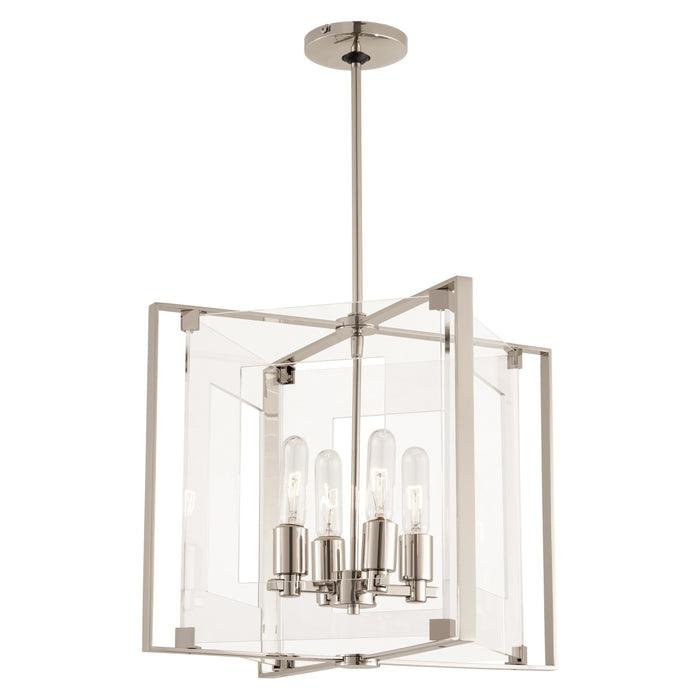 Crystal Clear Pendant Light in Polished Nickel.