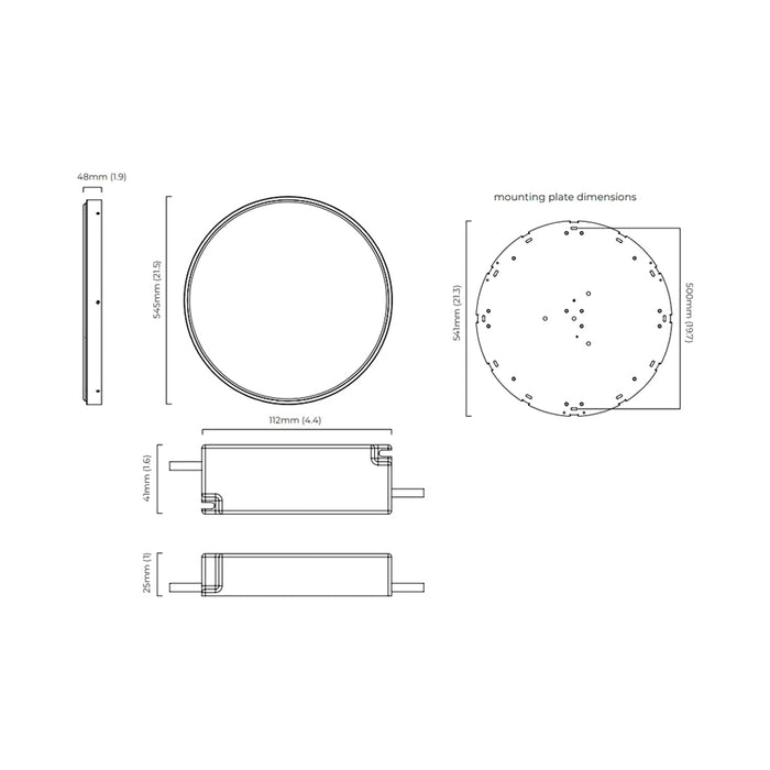 Anvers LED Ceiling / Wall Flush Mount Ceiling Light - line drawing.