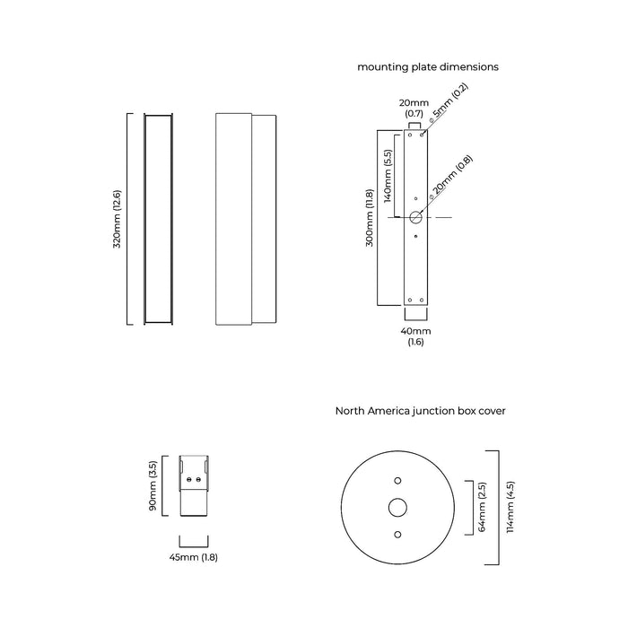 Artes LED Wall Light - line drawing.