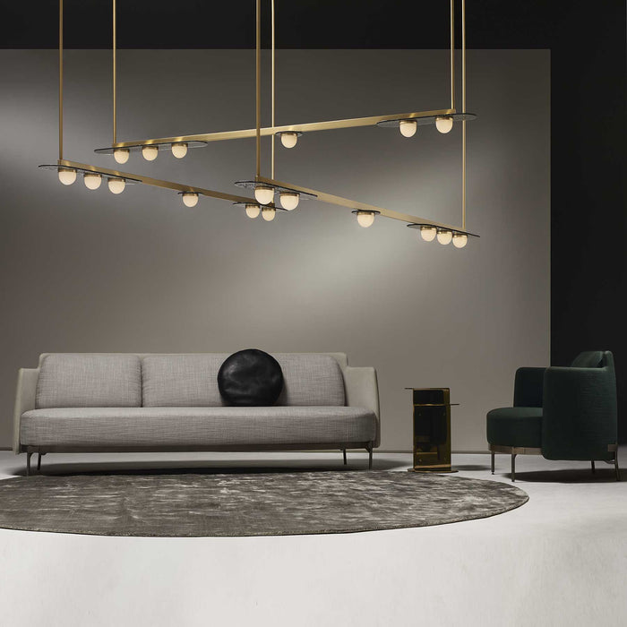 Modulo Linear LED Pendant Light in living room.