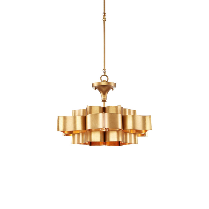 Grand Lotus Chandelier in Anqtique Gold Leaf (Small).