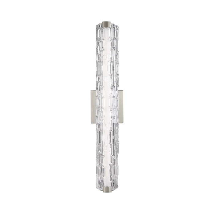 Cutler LED Bath Vanity Light in 24-Inch/Staggered Stone Glass/Satin Nickel.