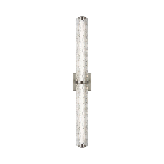 Cutler LED Bath Vanity Light in 36-Inch/Staggered Stone Glass/Satin Nickel.