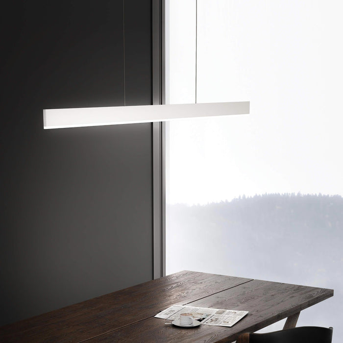 Beam Slim Linear LED Pendant Light in dining room.