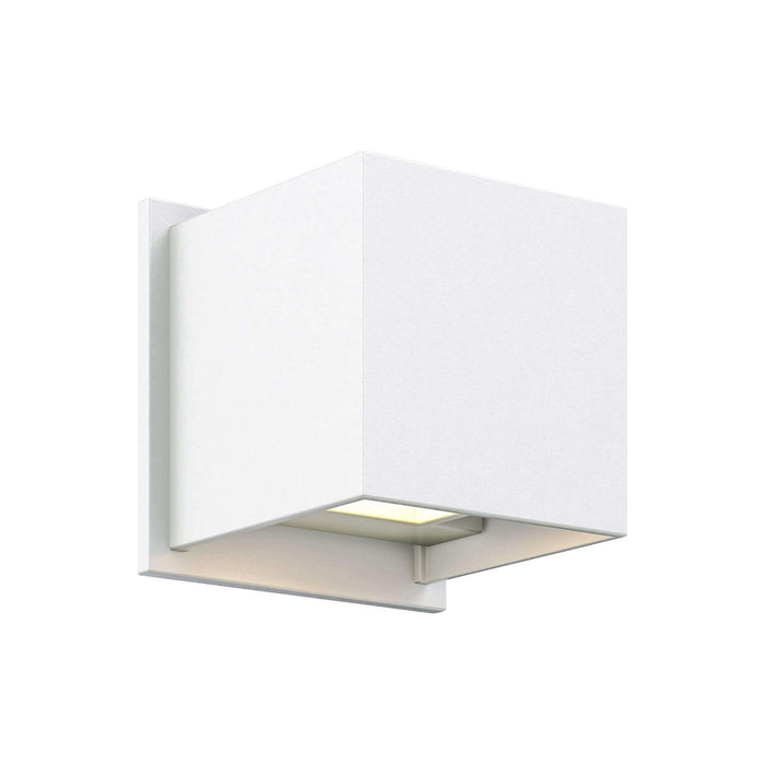 Cubix Square Outdoor LED Wall Light in White.