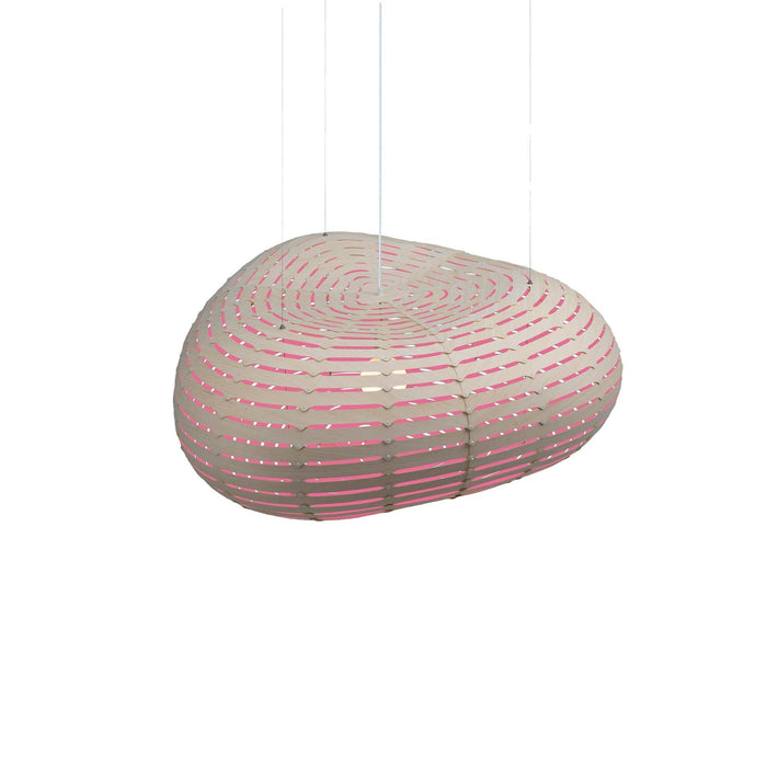 Cloud Pendant Light in Bamboo/Pink (Small).