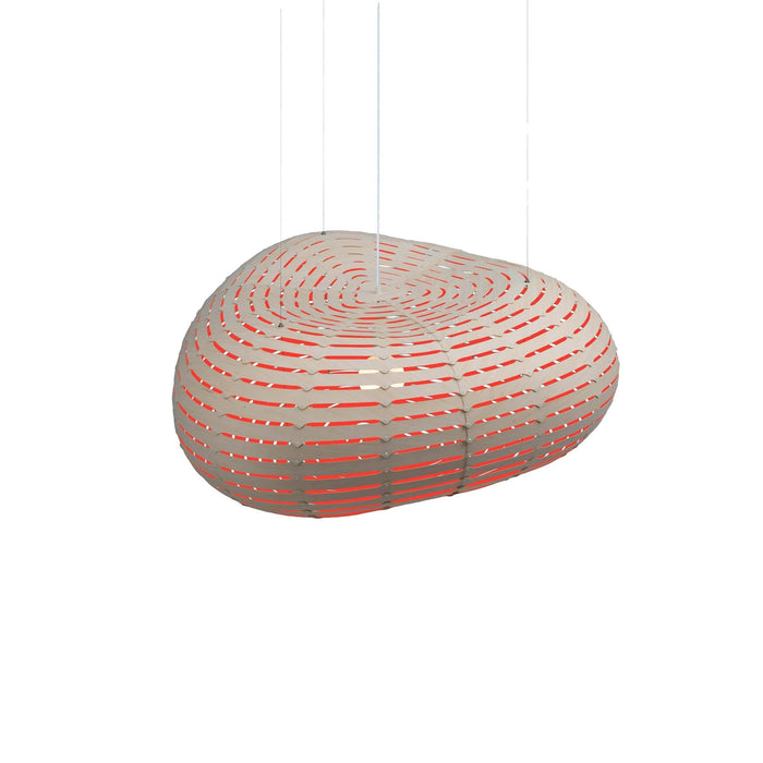 Cloud Pendant Light in Bamboo/Red (Small).