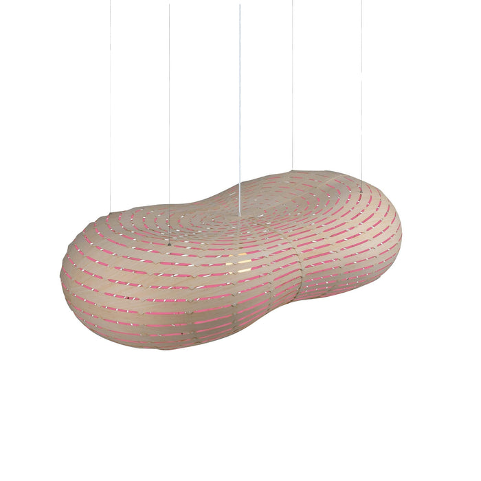 Cloud Pendant Light in Bamboo/Pink (Large).
