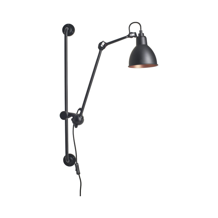 Lampe Gras N°210 Swing Arm LED Wall Light in Black & Copper (Round Shade).