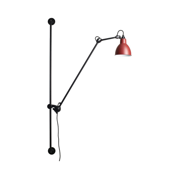 Lampe Gras N°214 Swing Arm LED Wall Light in Red (Round Shade).