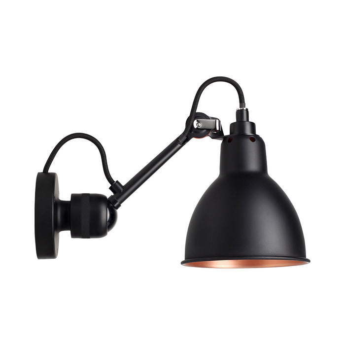 Lampe Gras N°304 LED Wall Light in Black & Copper (Switch On Base/Round Shade).
