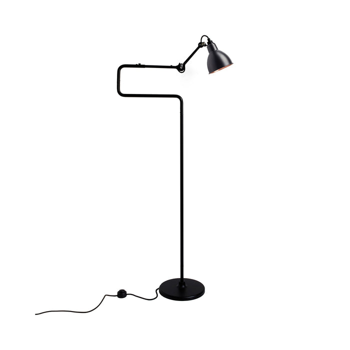 Lampe Gras N°411 LED Floor Lamp in Black & Copper (Round Shade).