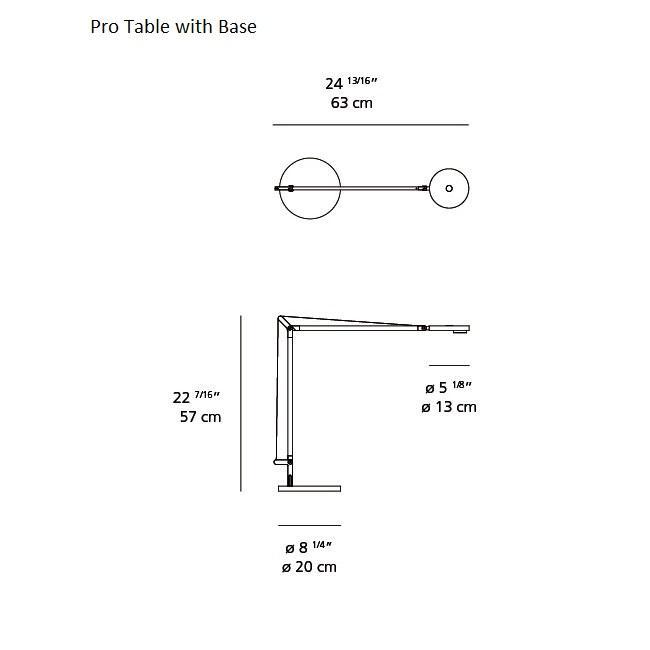 Demetra Pro LED Table Lamp - line drawing.