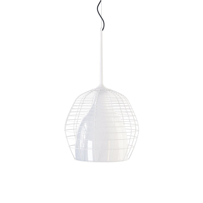 Cage Pendant Light in White/White (Large).
