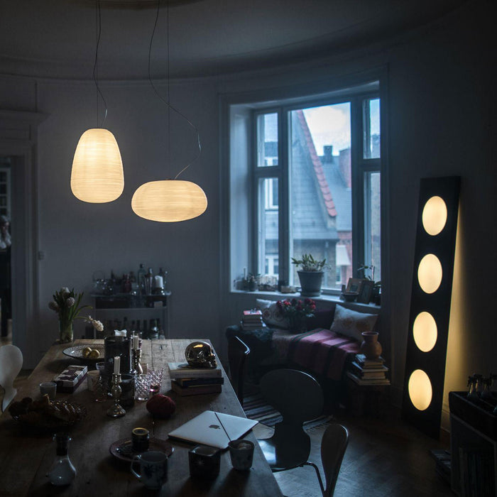 Dolmen LED Floor Lamp in living room.