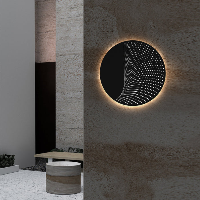 Dotwave™ Round Outdoor LED Wall Light in outdoor.