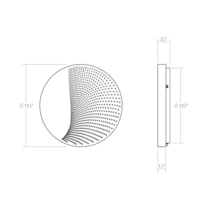 Dotwave™ Round Outdoor LED Wall Light - line drawing.