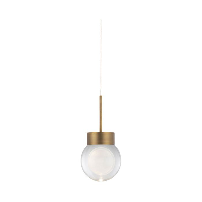 Double Bubble LED Pendant Light in Aged Brass.