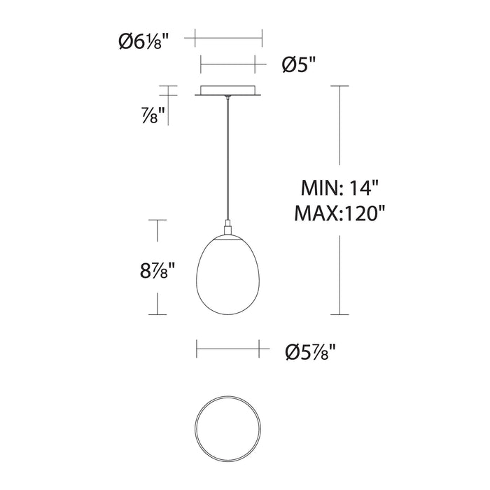 Bolla LED Mini Pendant Light - line drawing.