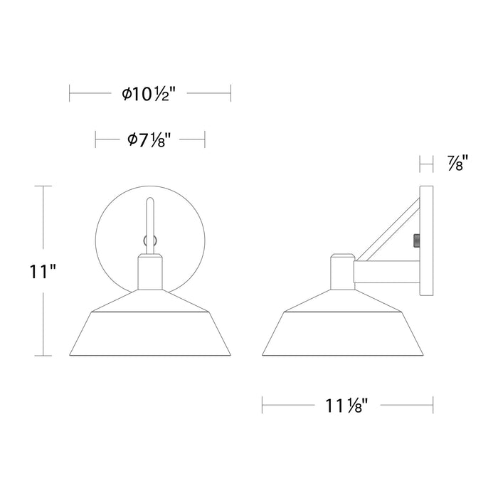 Rockport Outdoor LED Wall Light - line drawing.