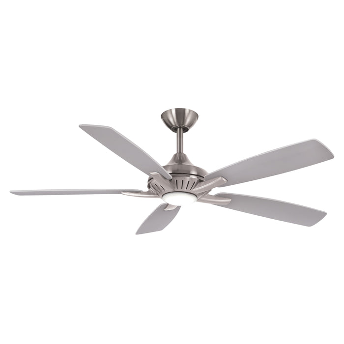 Dyno LED Ceiling Fan in Brushed Nickel / Silver / Silver / Aged Wood.