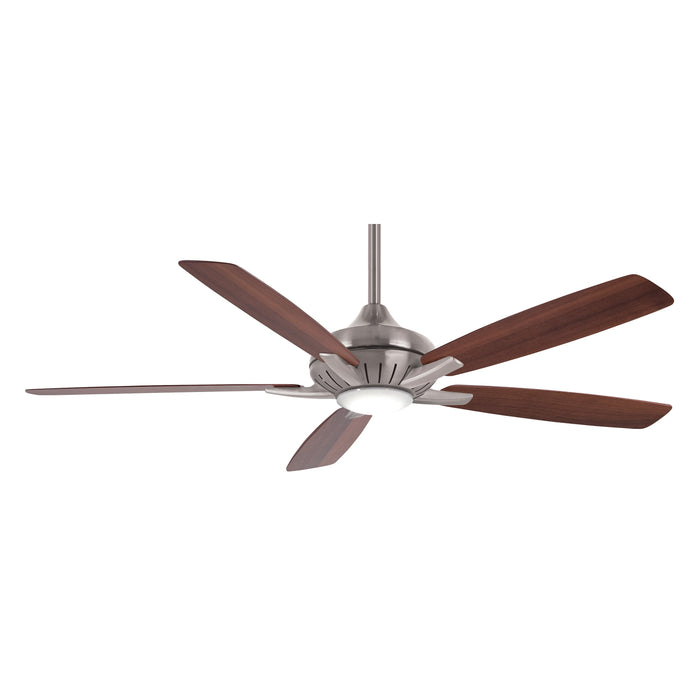 Dyno XL Smart LED Ceiling Fan in Brushed Nickel / Medium Maple Dark Walnut.