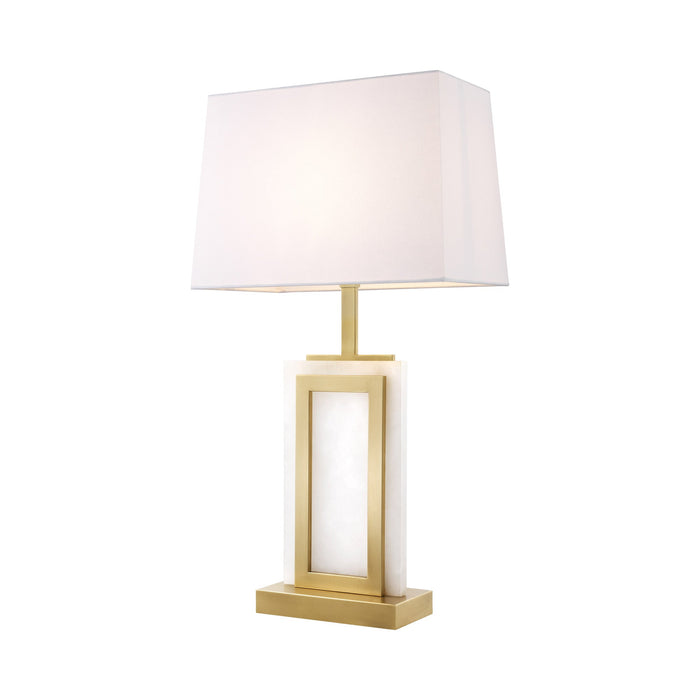 Murray Table Lamp in Alabaster/Matte Brass.
