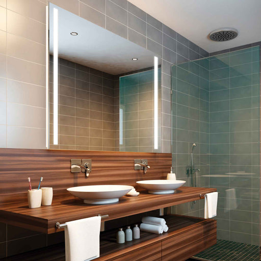 Fusion LED Lighted Mirror in bathroom.