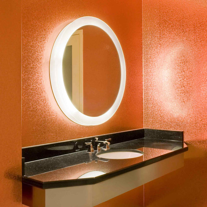 Trinity LED Lighted Mirror in bathroom.