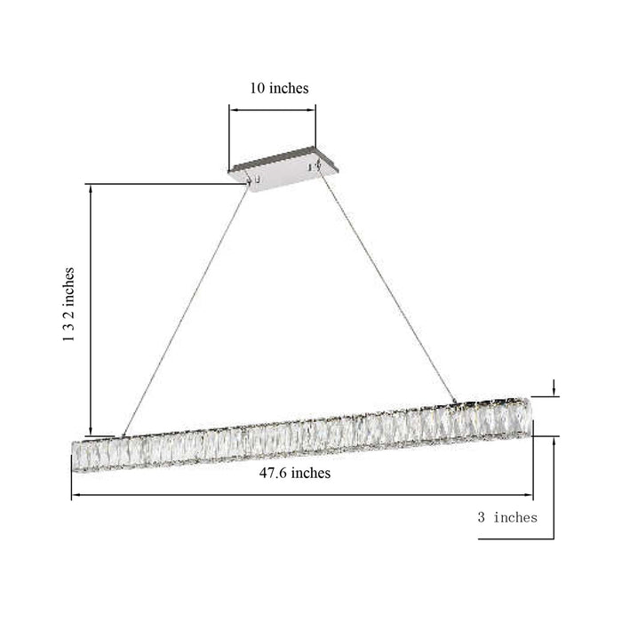 Monroe LED Linear Pendant Light - line drawing.
