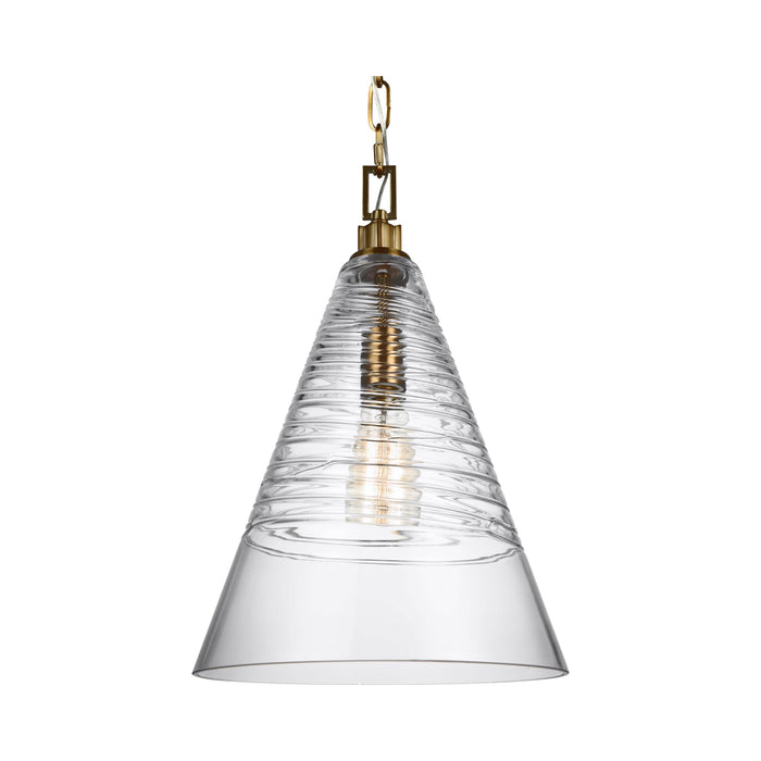 Elmore Cone Pendant Light in Burnished Brass.