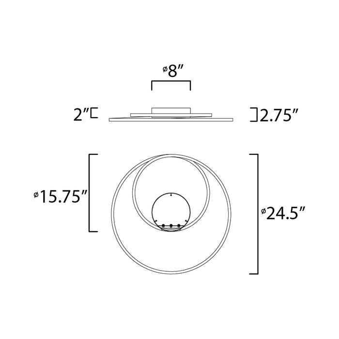 Cycle LED Flush Mount Ceiling Light - line drawing.