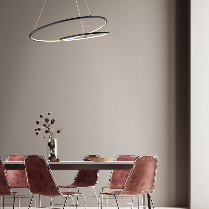 Cycle LED Pendant Light in living room.