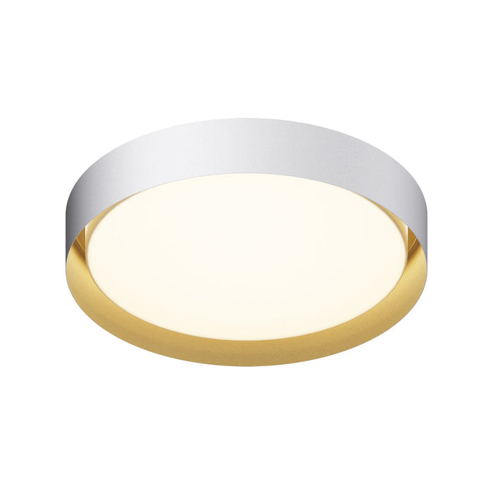 Echo LED Flush Mount Ceiling Light in White/Gold.