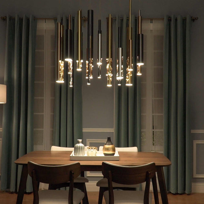 Flute LED Multi Light Pendant Light in dining room.