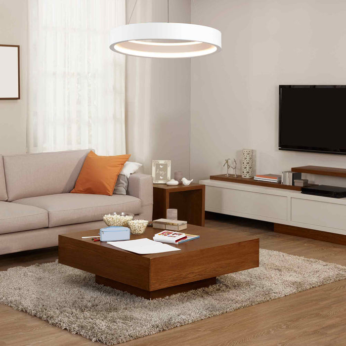 iCorona LED Smart Pendant Light in living room.