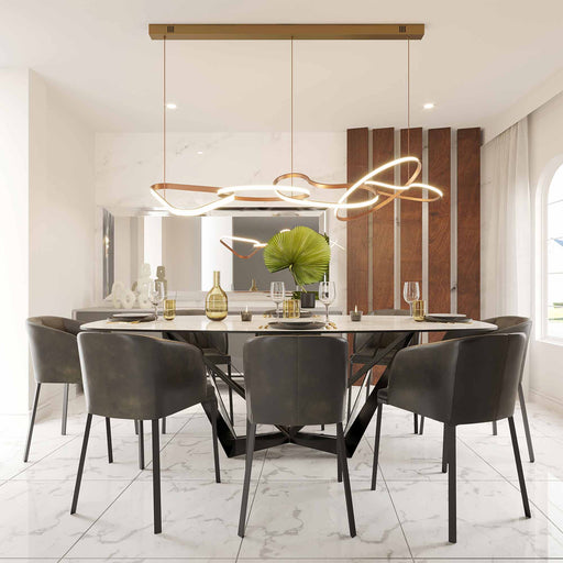 Unity LED Linear Pendant Light in dining room.