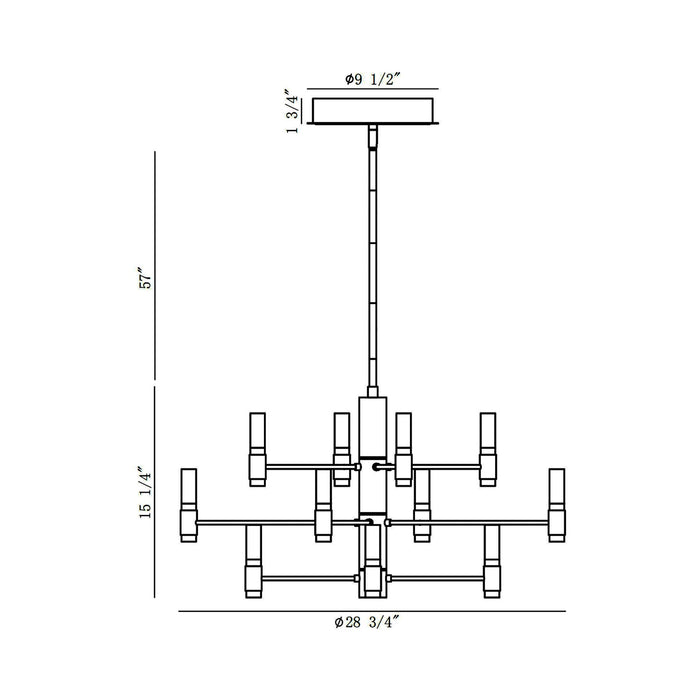 Albany LED Chandelier - line drawing.