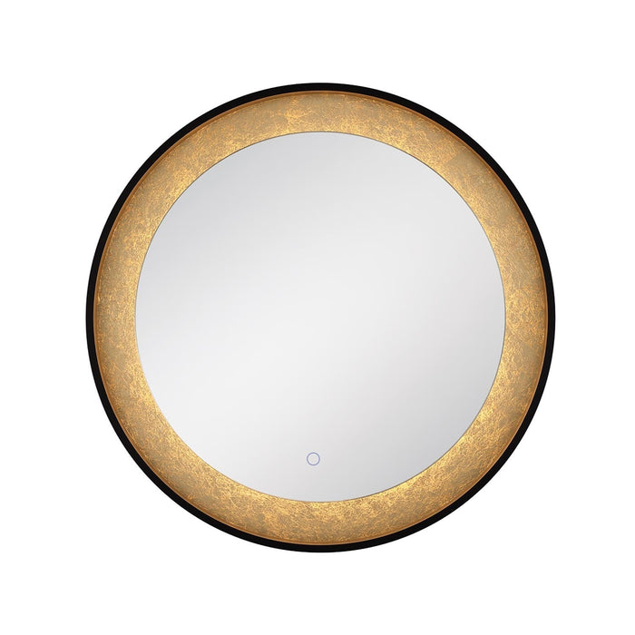 Anya LED Round Mirror in Black/Gold.