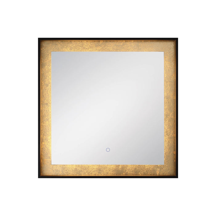 Anya LED Square Mirror in Black/Gold.