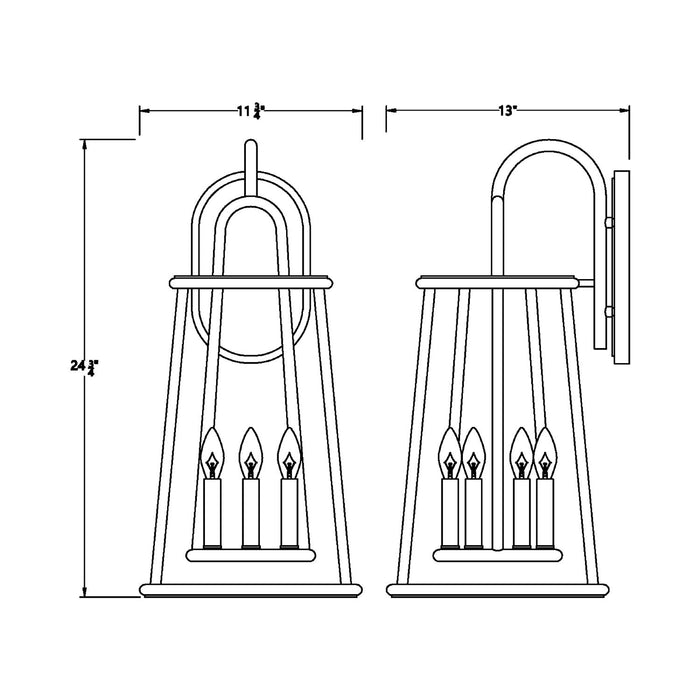 Daulle Outdoor Wall Light - line drawing.