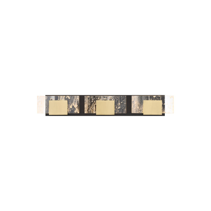 Kasha LED Vanity Wall Light in Black/Brass (3-Light).
