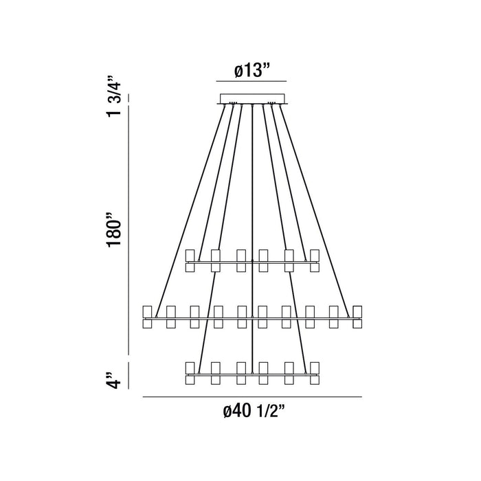 Netto LED Multi Tier Chandelier - line drawing.