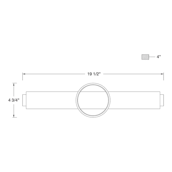 Santoro LED Vanity Wall Light - line drawing.